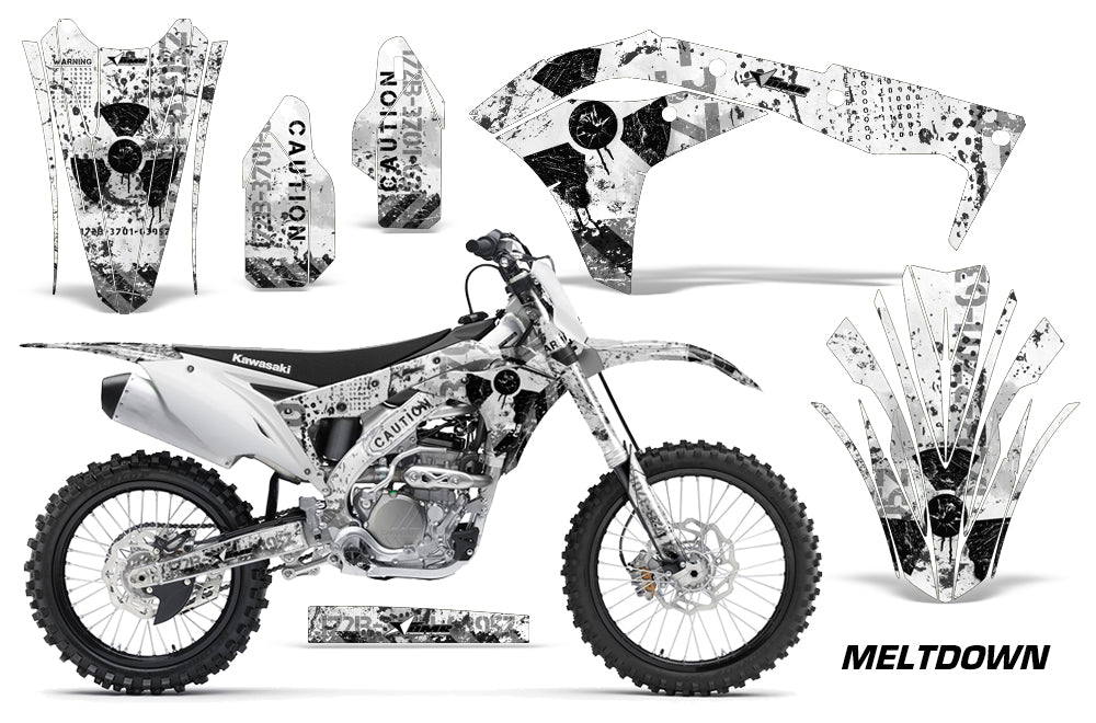 Dirt Bike Graphics Kit Decal Sticker Wrap For Kawasaki KXF250 2017-2018  MELTDOWN BLACK WHITE