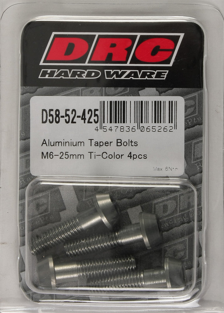 DRC ALUMINUM TAPER BOLTS TITANIUM M6X25MM 4/PK D58-52-425