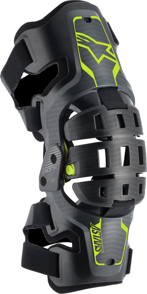 ALPINESTARS BIONIC 5S YOUTH KNEE BRACE BLACK ANTH/FLUO YELLOW 6540520-1155-OS