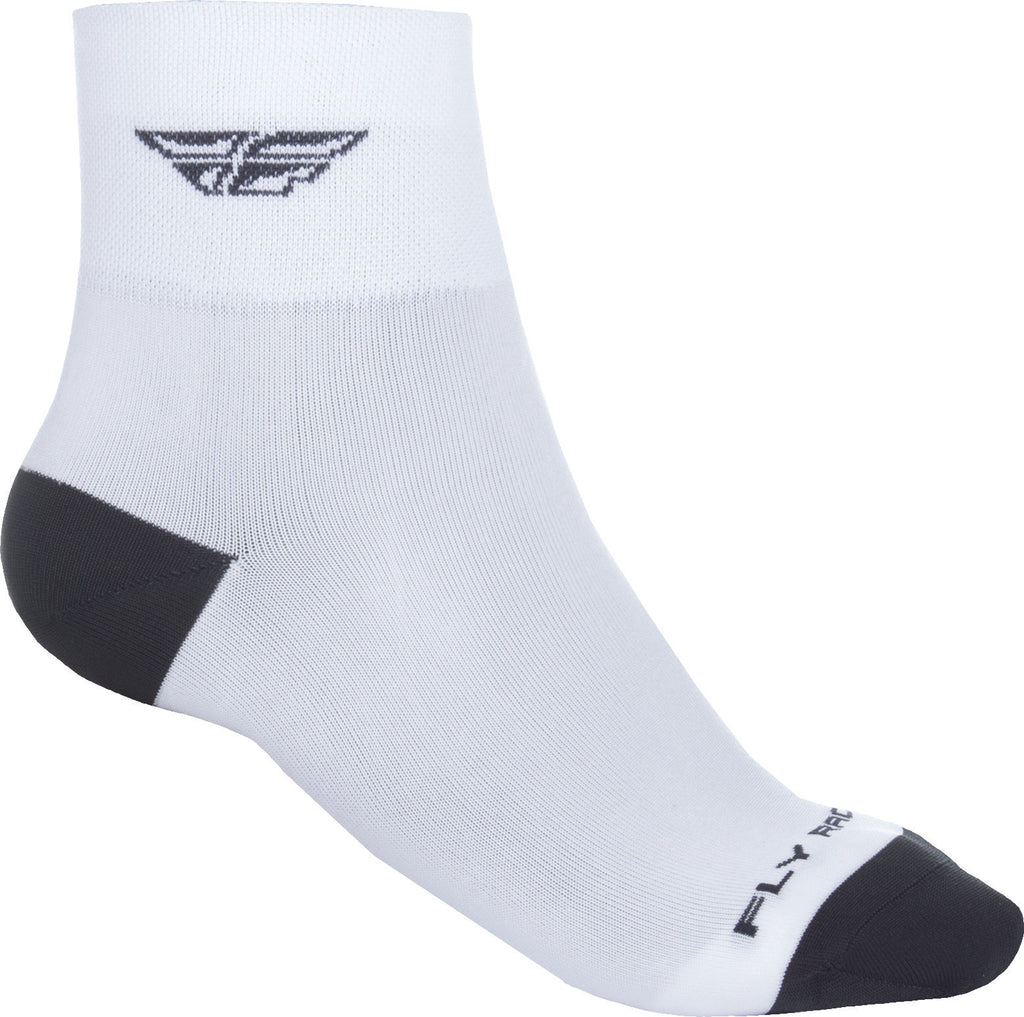 FLY RACING SHORTY SOCKS WHITE/BLACK LG/XL 350-0384L