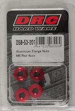 Load image into Gallery viewer, DRC ALUMINUM FLANGE NUTS RED M6X12MM 4/PK D58-53-201