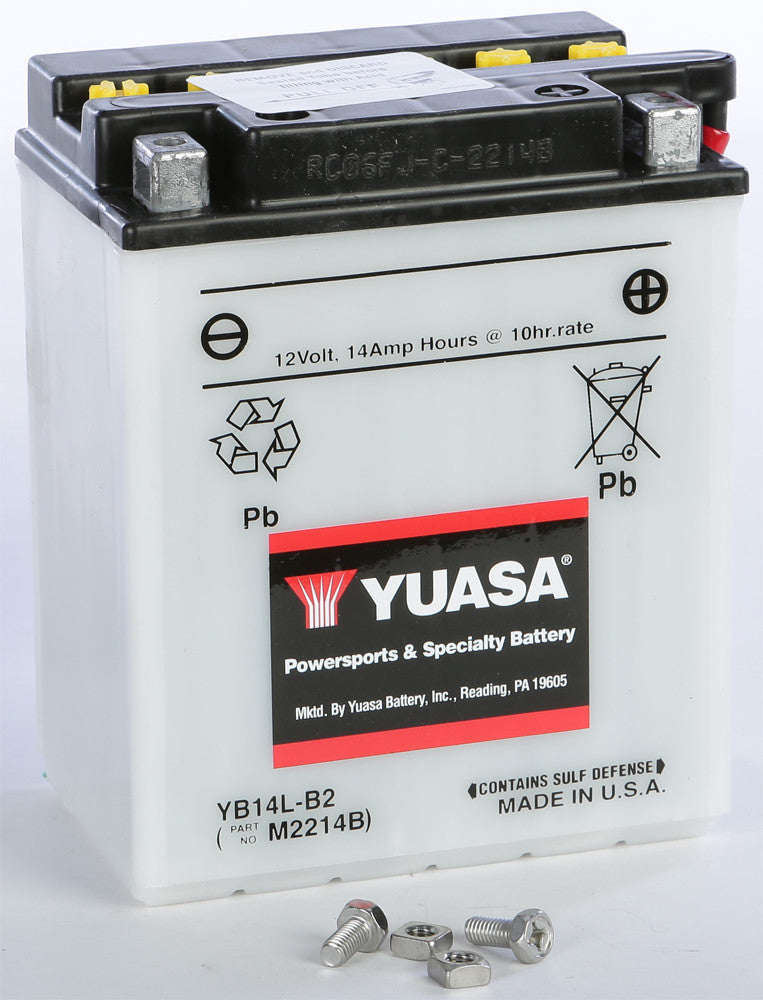 YUASA BATTERY YB14L-B2 CONVENTIONAL YUAM2214B-atv motorcycle utv parts accessories gear helmets jackets gloves pantsAll Terrain Depot