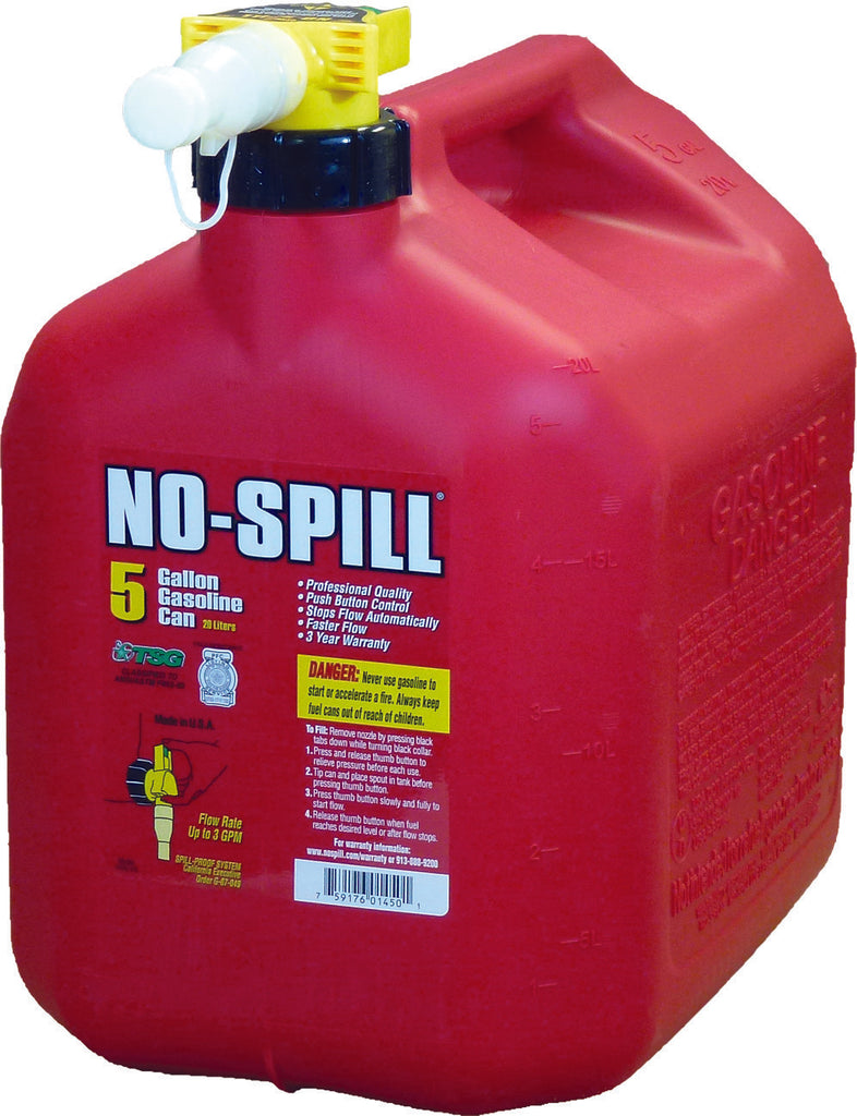 NO-SPILL GAS CAN 5 GAL 13.75X10X15 1450-atv motorcycle utv parts accessories gear helmets jackets gloves pantsAll Terrain Depot