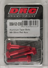 Load image into Gallery viewer, DRC ALUMINUM TAPER BOLTS RED M6X30MM 4/PK D58-52-230