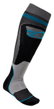 Load image into Gallery viewer, ALPINESTARS MX PLUS-1 SOCKS BLACK/CYAN MEDIUM 4701820-1079-M