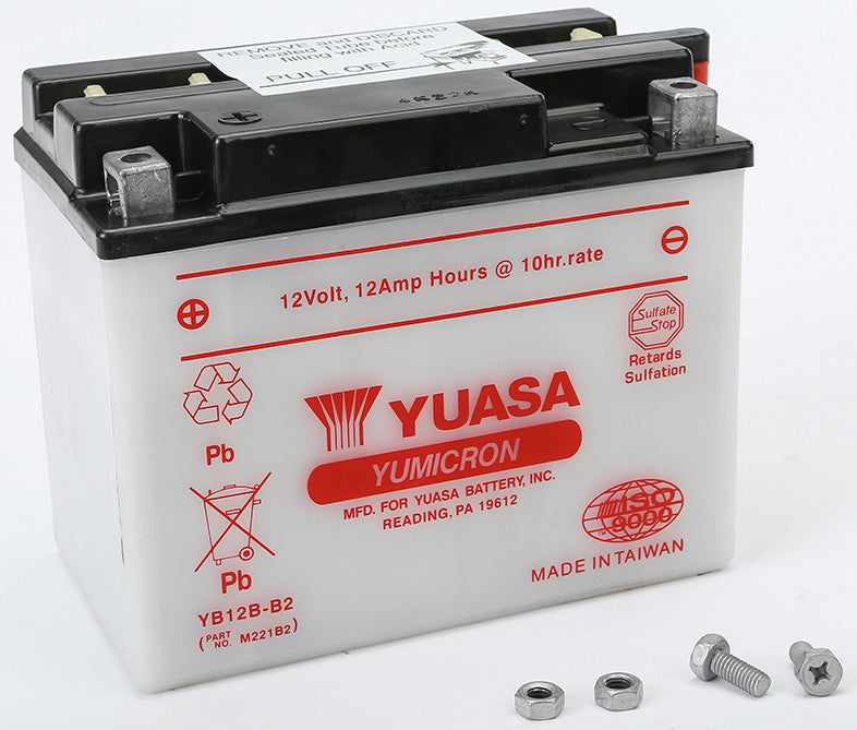 YUASA BATTERY YB12B-B2 CONVENTIONAL YUAM221B2-atv motorcycle utv parts accessories gear helmets jackets gloves pantsAll Terrain Depot