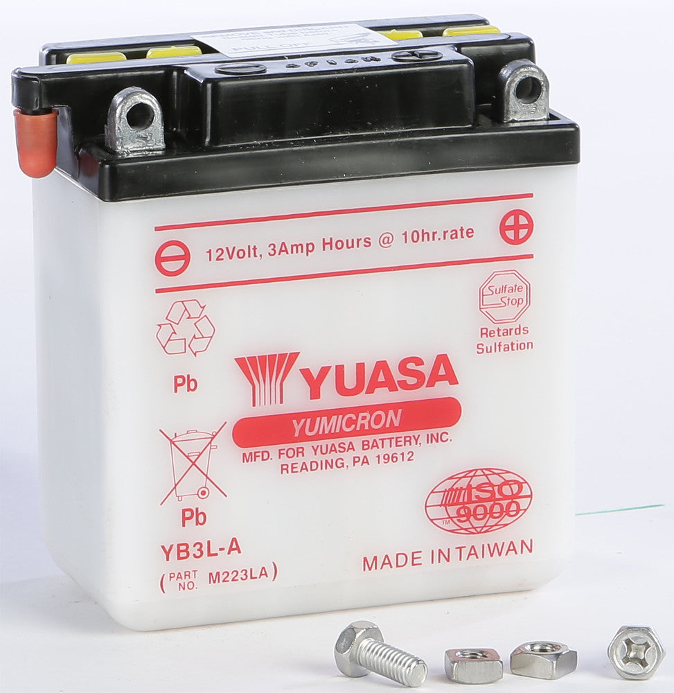 YUASA BATTERY YB3L-A CONVENTIONAL YUAM223LA-atv motorcycle utv parts accessories gear helmets jackets gloves pantsAll Terrain Depot