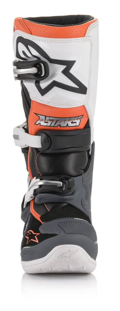 ALPINESTARS TECH 7S BOOTS BLK/GRY/WHT/FLUO ORG SZ 08 2015017-1124-08