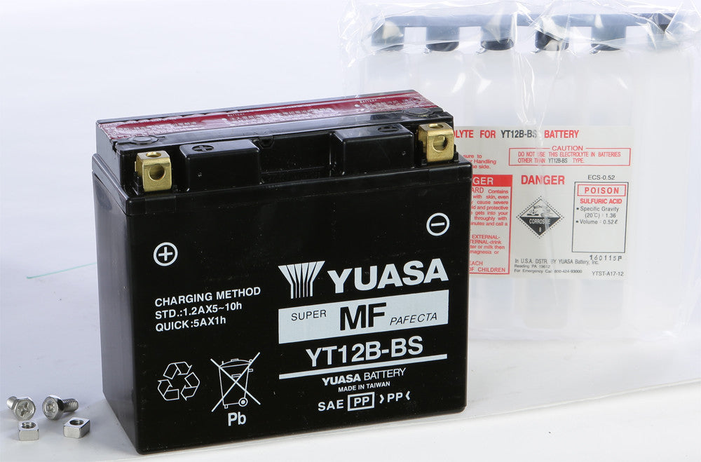 YUASA BATTERY YT12B-BS MAINTENANCE FREE YUAM6212B (PLT-144)-atv motorcycle utv parts accessories gear helmets jackets gloves pantsAll Terrain Depot