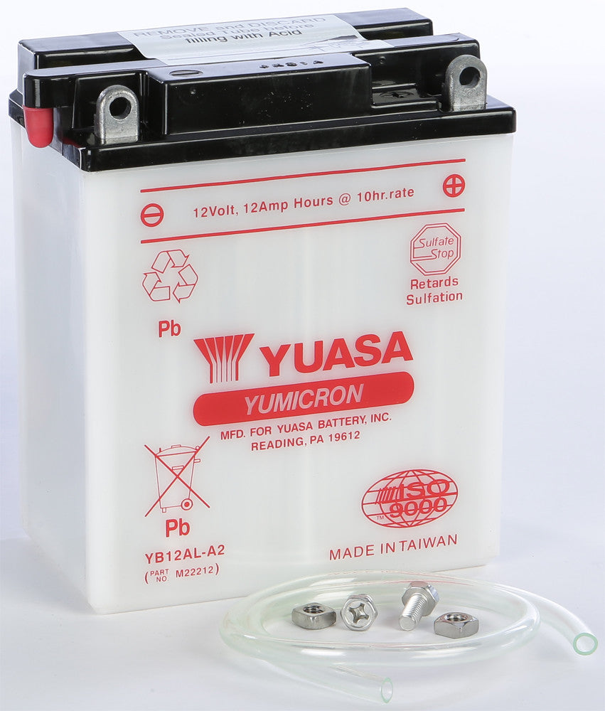 YUASA BATTERY YB12AL-A2 CONVENTIONAL YUAM22212-atv motorcycle utv parts accessories gear helmets jackets gloves pantsAll Terrain Depot