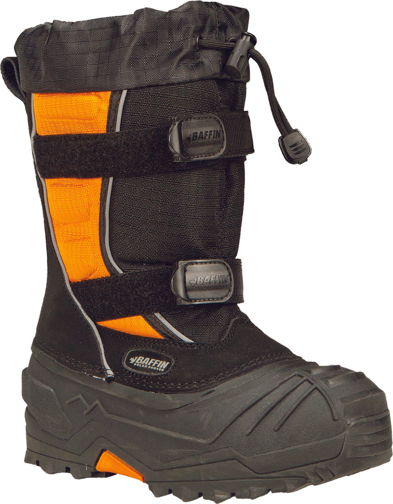 BAFFIN YOUTH EIGER BOOTS BLACK/ORANGE SZ 13 EPIC-Y001-BAK-13