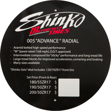 Load image into Gallery viewer, SHINKO TIRE DISPLAY SIGN 005 ADVANCE 005 ADVANCE INSERT