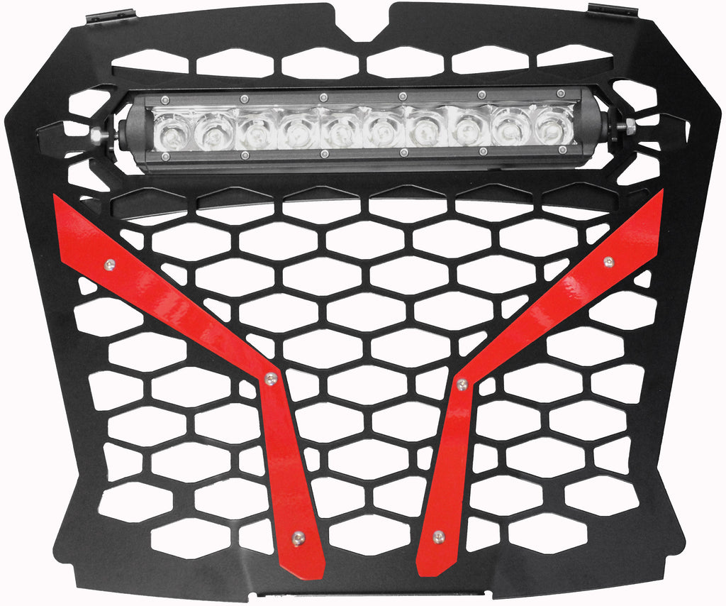 MODQUAD FRONT GRILL RED POL RZR S WITH 10" LIGHT RZR-FGLS-XP1KS-RD