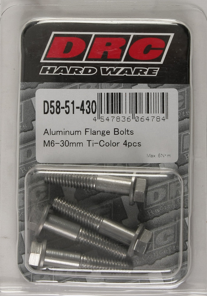 DRC ALUMINUM FLANGE BOLTS TITANIUM M6X30MM 4/PK D58-51-430