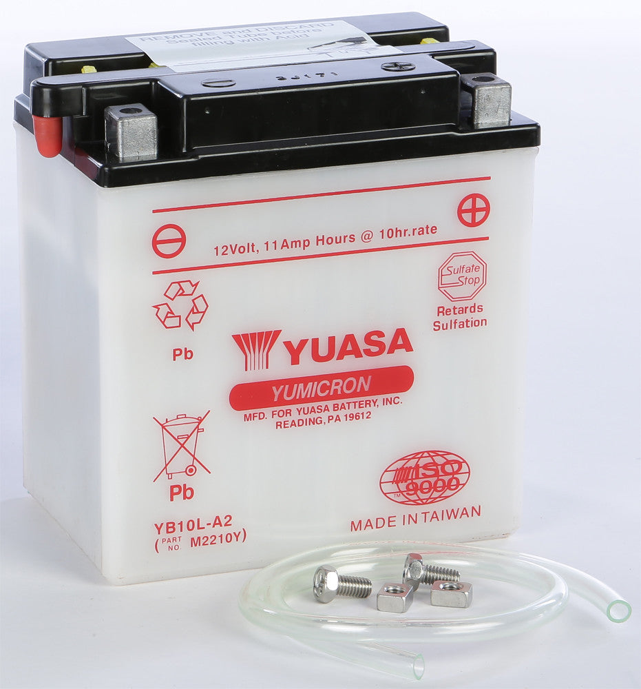 YUASA BATTERY YB10L-A2 CONVENTIONAL YUAM2210Y-atv motorcycle utv parts accessories gear helmets jackets gloves pantsAll Terrain Depot