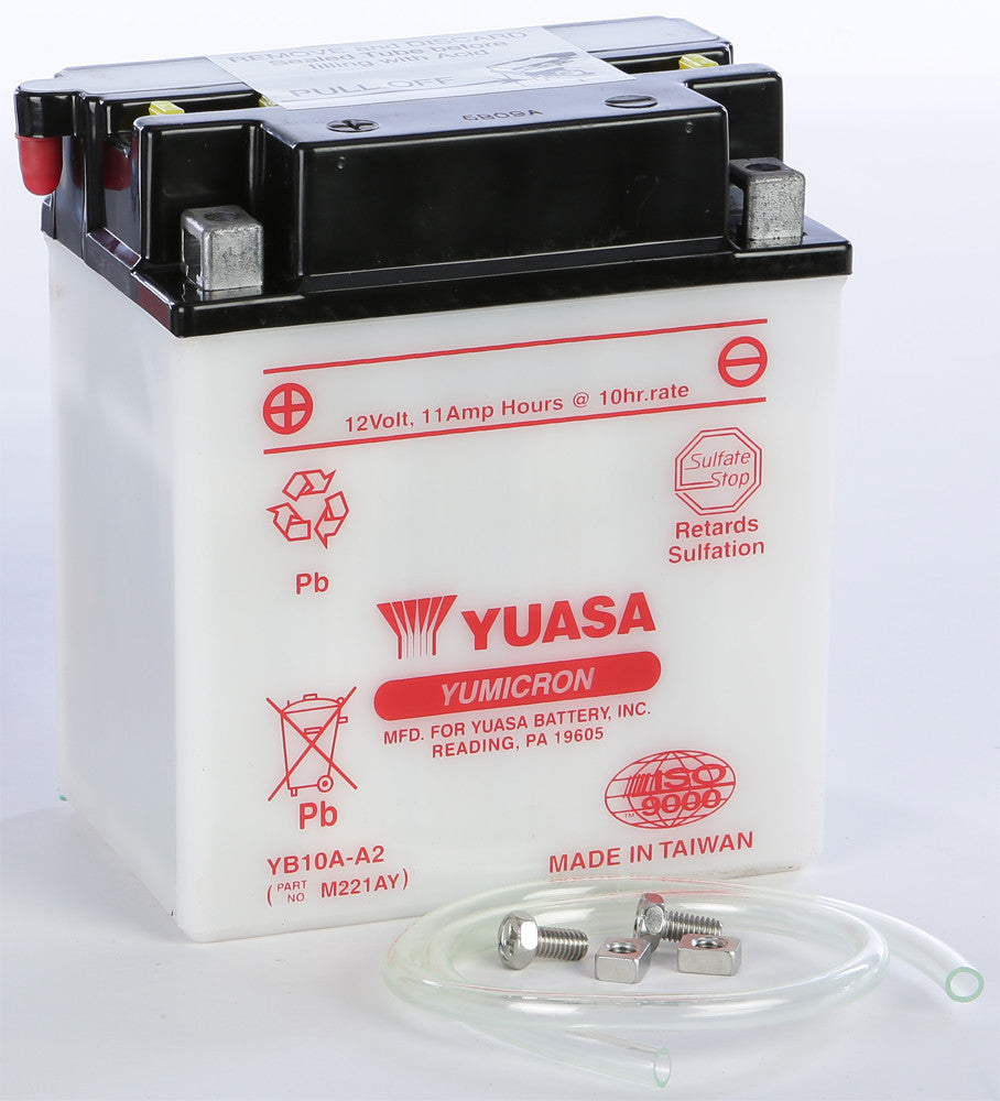 YUASA BATTERY YB10A-A2 CONVENTIONAL YUAM221AY-atv motorcycle utv parts accessories gear helmets jackets gloves pantsAll Terrain Depot