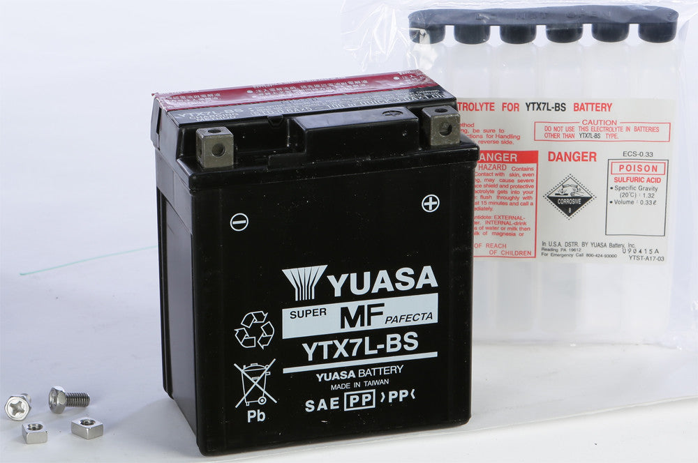 YUASA BATTERY YTX7L-BS MAINTENANCE FREE YUAM327BS-atv motorcycle utv parts accessories gear helmets jackets gloves pantsAll Terrain Depot