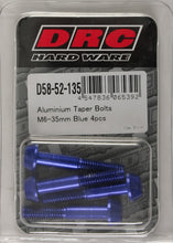 Load image into Gallery viewer, DRC ALUMINUM TAPER BOLTS BLUE M6X35MM 4/PK D58-52-135