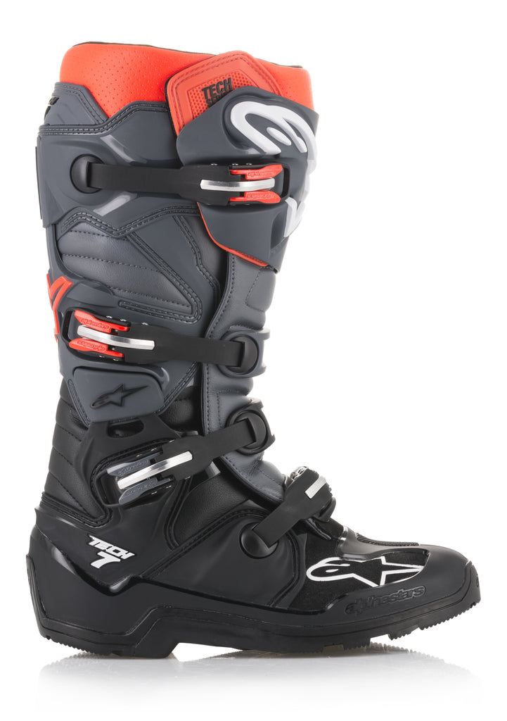 ALPINESTARS TECH 7 ENDURO BOOTS BLACK/GREY/RED SZ 11 2012114-1133-11