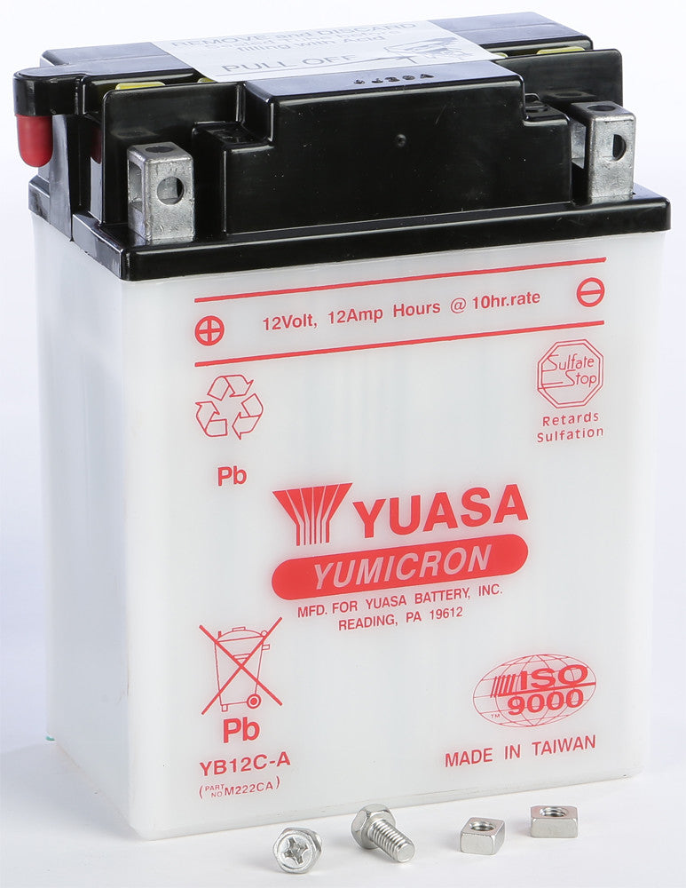 YUASA BATTERY YB12C-A CONVENTIONAL YUAM222CA-atv motorcycle utv parts accessories gear helmets jackets gloves pantsAll Terrain Depot