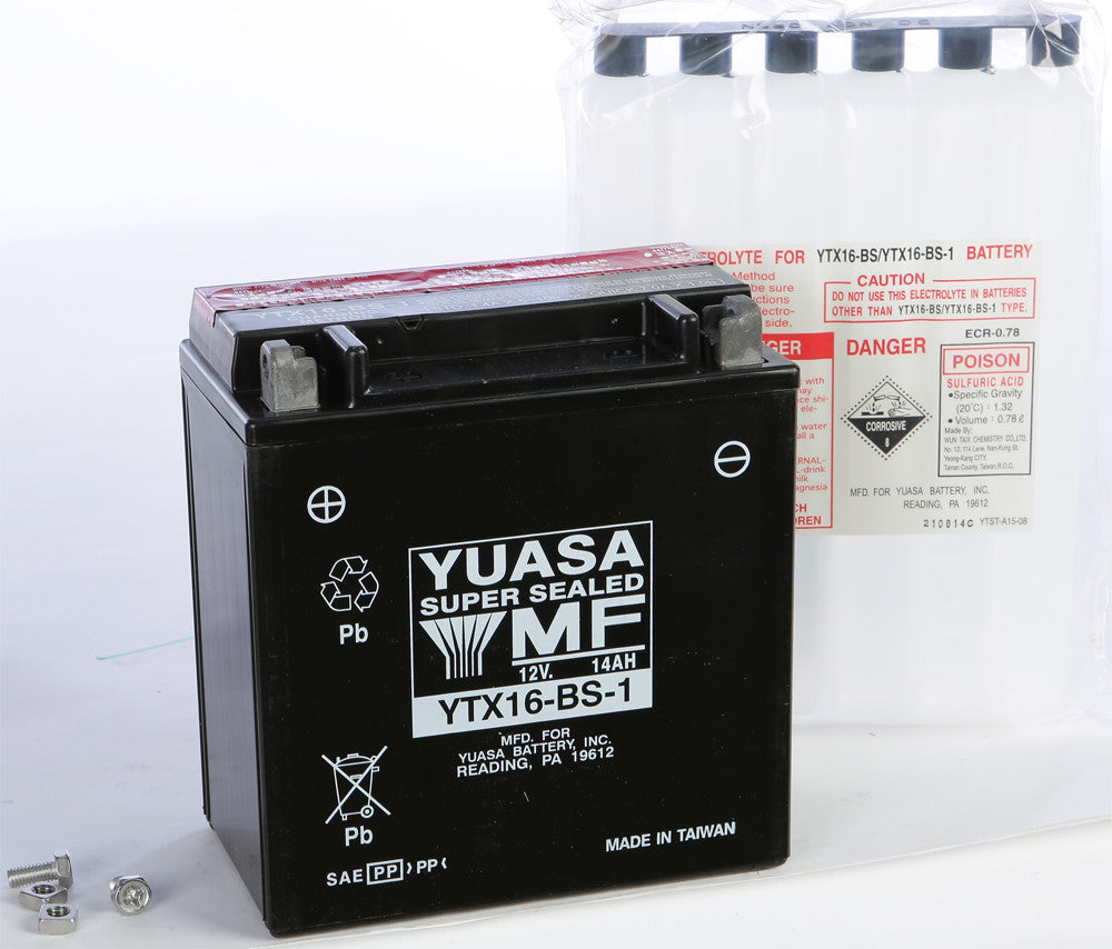 YUASA BATTERY YTX16-BS-1 MAINTENANCE FREE YUAM32X61-atv motorcycle utv parts accessories gear helmets jackets gloves pantsAll Terrain Depot