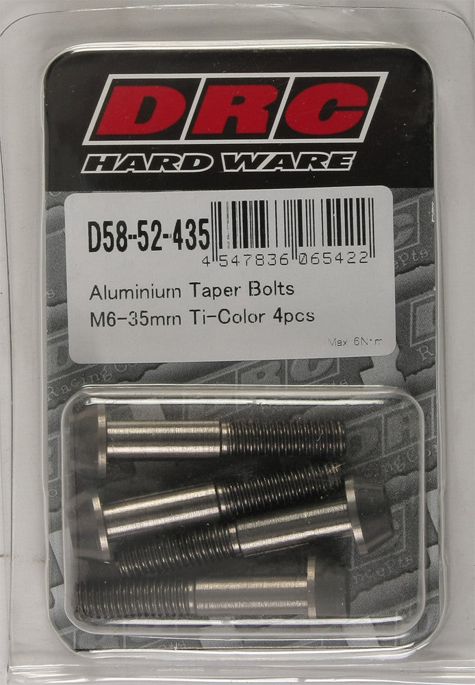 DRC ALUMINUM TAPER BOLTS TITANIUM M6X35MM 4/PK D58-52-435