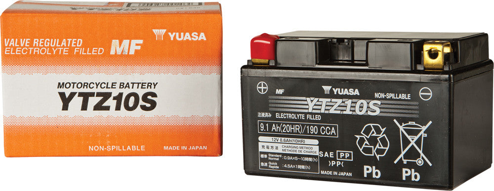 YUASA BATTERY YTZ10S SEALED FACTORY ACTIVATED YUAM7210A (PLT-200)-atv motorcycle utv parts accessories gear helmets jackets gloves pantsAll Terrain Depot