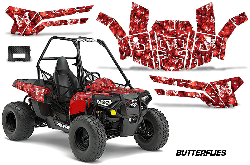 ORV Decal Graphics Kit ATV Wrap For Polaris Sportsman ACE 150 2017-2018 BUTTERFLIES WHITE RED-atv motorcycle utv parts accessories gear helmets jackets gloves pantsAll Terrain Depot