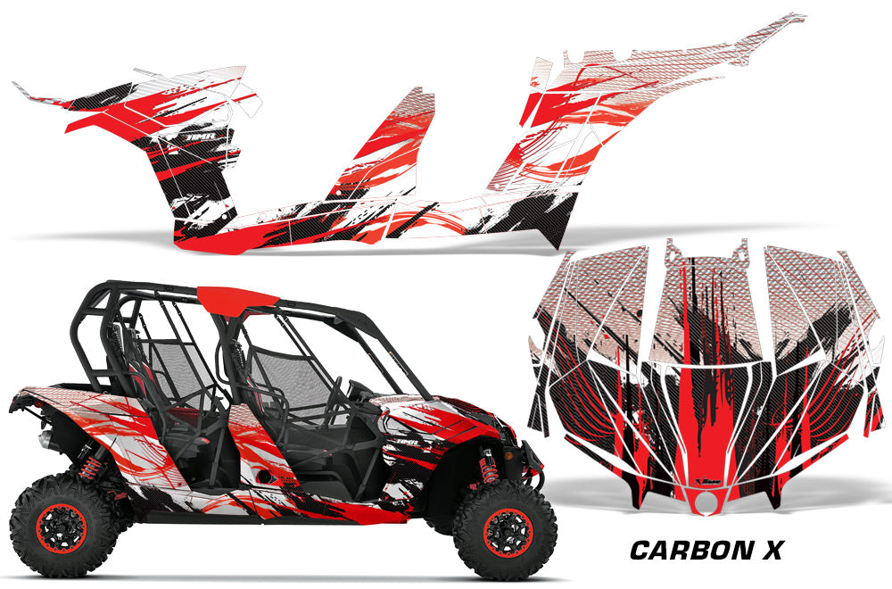 UTV Decal Graphic Kit Wrap For Can-Am Maverick MAX 1000R 4 Door 2017-2018 CARBONX RED-atv motorcycle utv parts accessories gear helmets jackets gloves pantsAll Terrain Depot