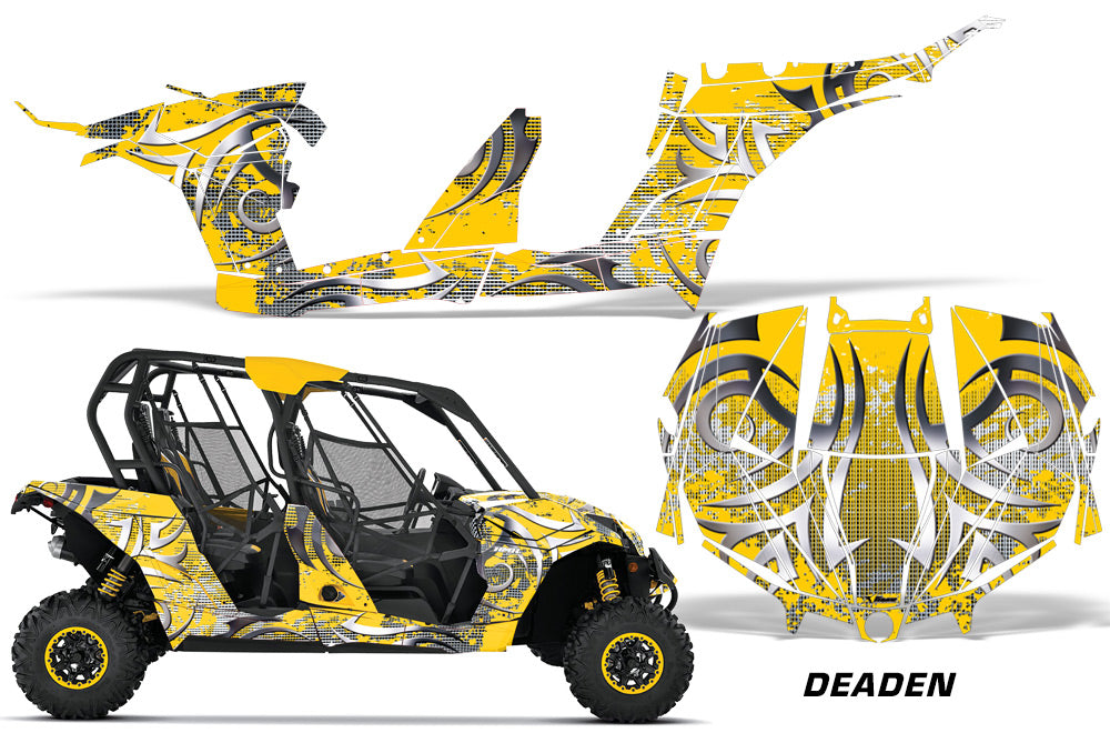 UTV Decal Graphic Kit Wrap For Can-Am Maverick MAX 1000R 4 Door 2017-2018 DEADEN YELLOW-atv motorcycle utv parts accessories gear helmets jackets gloves pantsAll Terrain Depot