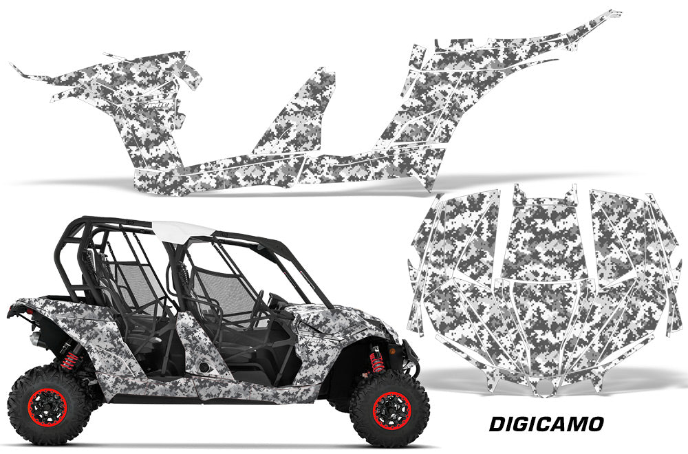 UTV Decal Graphic Kit Wrap For Can-Am Maverick MAX 1000R 4 Door 2017-2018 DIGICAMO WHITE-atv motorcycle utv parts accessories gear helmets jackets gloves pantsAll Terrain Depot