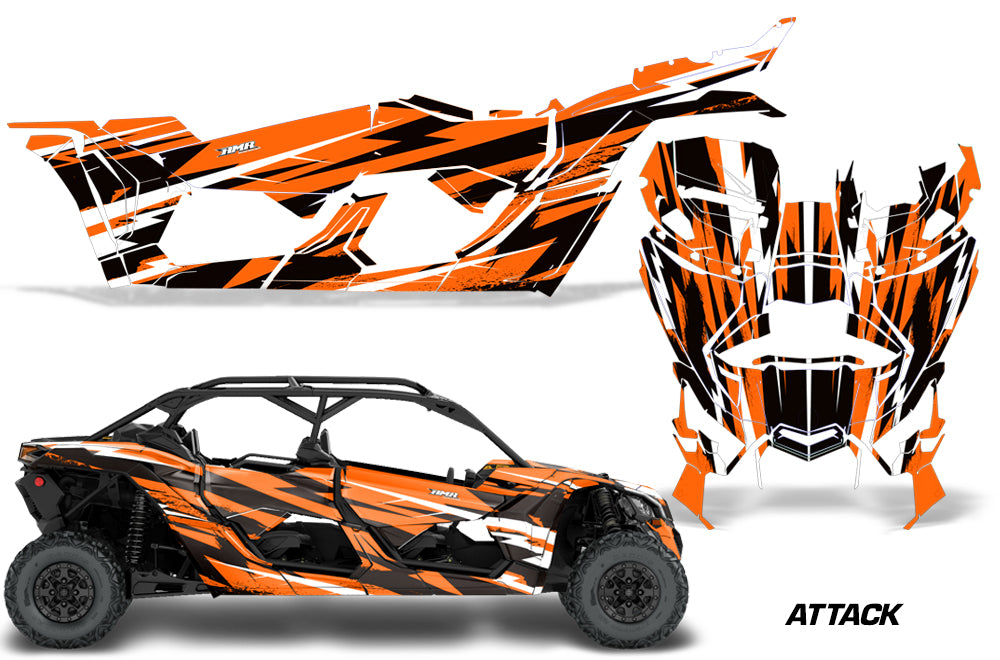 Full Graphics Kit Decal Wrap For Can-Am Maverick X3 MAX DS RS 4D 2016+ ATTACK ORANGE-atv motorcycle utv parts accessories gear helmets jackets gloves pantsAll Terrain Depot