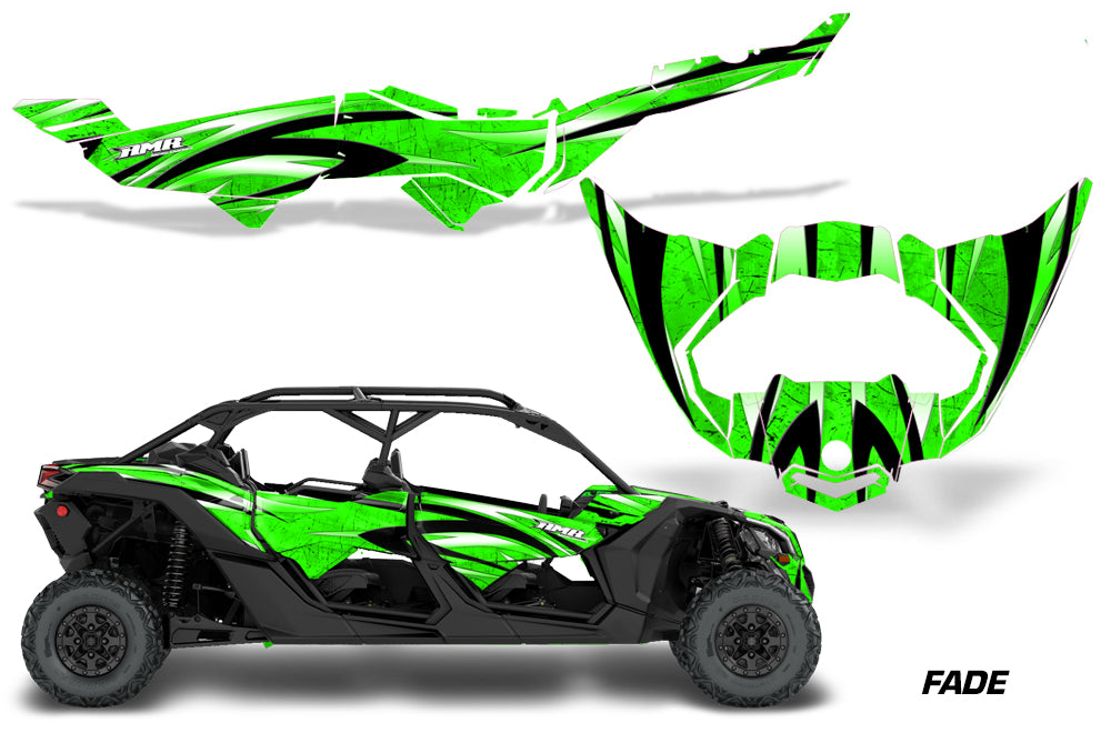 Half Graphics Kit Decal Wrap For Can-Am Maverick X3 MAX DS RS 4D 2016+ FADE GREEN-atv motorcycle utv parts accessories gear helmets jackets gloves pantsAll Terrain Depot