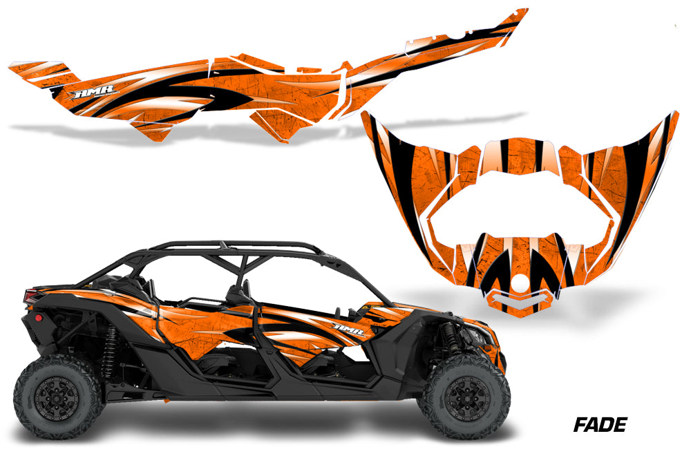 Half Graphics Kit Decal Wrap For Can-Am Maverick X3 MAX DS RS 4D 2016+ FADE ORANGE-atv motorcycle utv parts accessories gear helmets jackets gloves pantsAll Terrain Depot