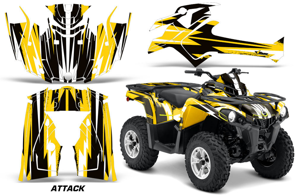 ATV Graphics Kit Decal Sticker Wrap For Can-Am Outlander-L 2014-2015 ATTACK YELLOW-atv motorcycle utv parts accessories gear helmets jackets gloves pantsAll Terrain Depot