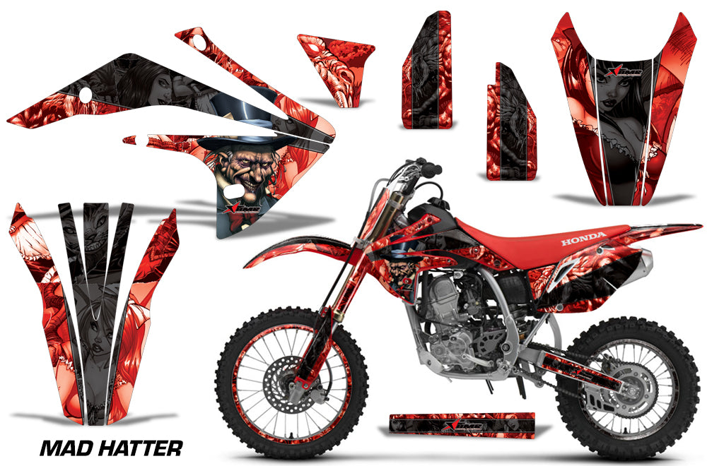 Graphics Kit Decal Sticker Wrap + # Plates For Honda CRF150R 2017-2018 HATTER RED BLACK-atv motorcycle utv parts accessories gear helmets jackets gloves pantsAll Terrain Depot