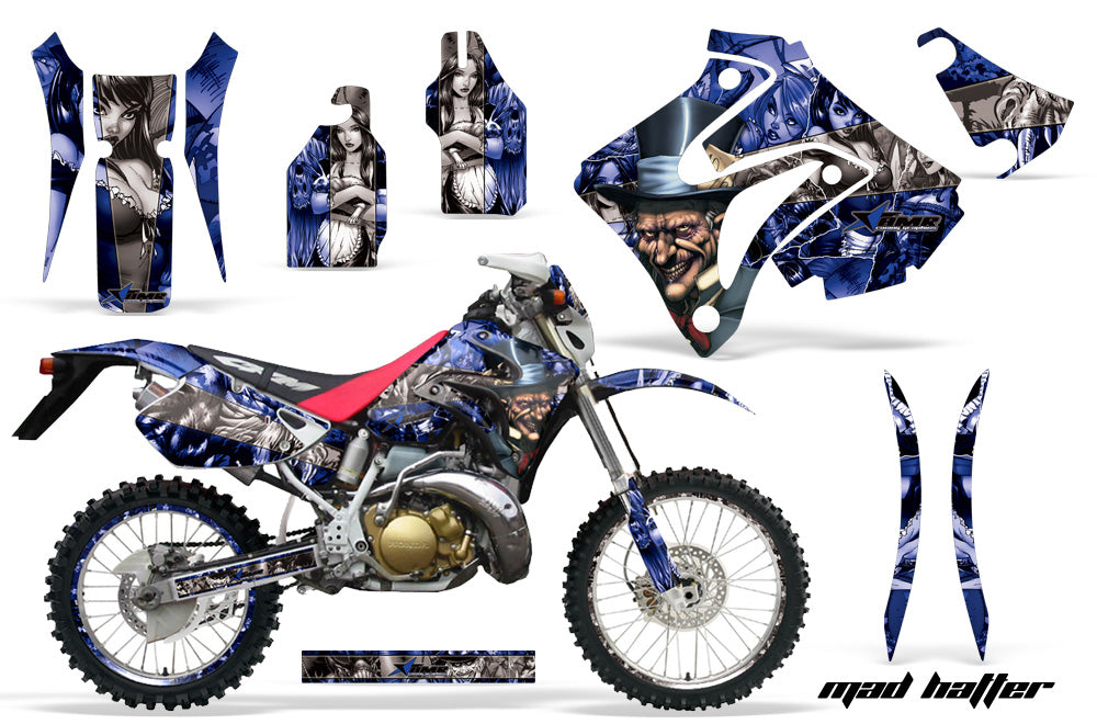 Graphics Kit Decal Sticker Wrap + # Plates For Honda CRM250AR 1996-1999 HATTER BLUE SILVER-atv motorcycle utv parts accessories gear helmets jackets gloves pantsAll Terrain Depot