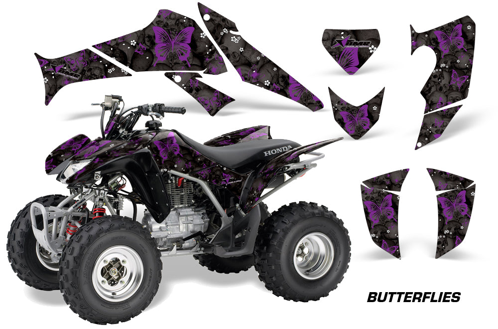 ATV Decal Graphics Kit Quad Sticker Wrap For Honda TRX250X 2006-2018 BUTTERFLIES PURPLE BLACK-atv motorcycle utv parts accessories gear helmets jackets gloves pantsAll Terrain Depot