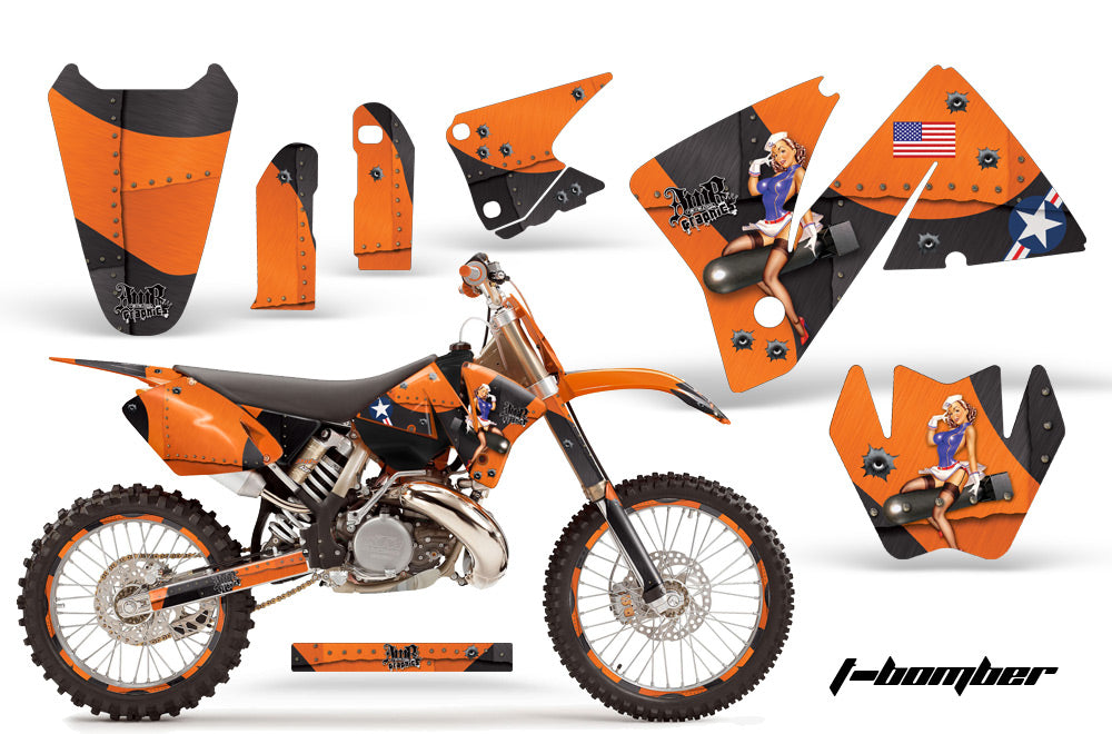 Graphics Kit Decal Wrap + # Plates For KTM EXC 200-520 MXC 200-300 2001-2002 TBOMBER ORANGE-atv motorcycle utv parts accessories gear helmets jackets gloves pantsAll Terrain Depot