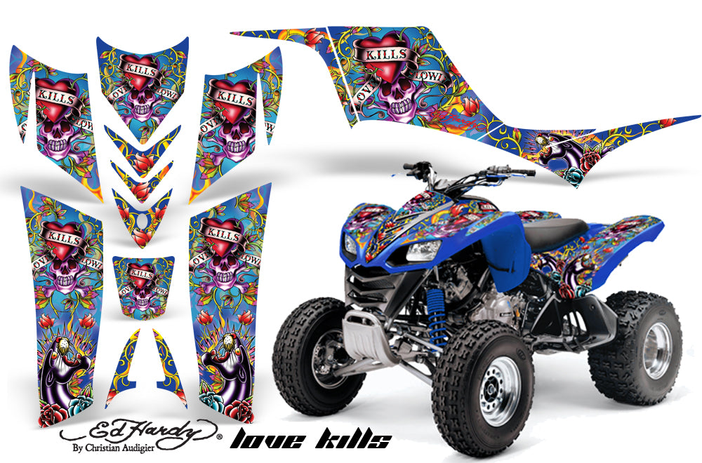 ATV Graphics Kit Quad Decal Sticker Wrap For Kawasaki KFX700 2003-2009 EDHLK BLUE-atv motorcycle utv parts accessories gear helmets jackets gloves pantsAll Terrain Depot