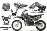 Decal Graphic Kit Wrap For Kawasaki KLX 110 2002-2009 KX 65 2002-2018 CHECKERED BLACK SILVER