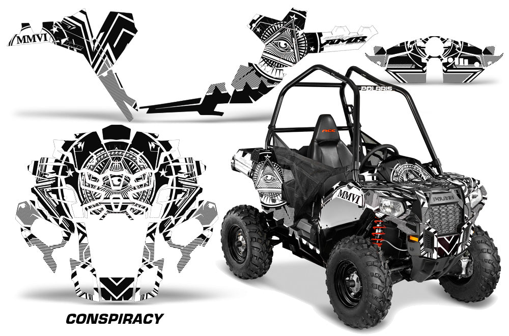 Graphics Kit ATV Decal Wrap For Polaris Sportsman ACE 325 570 2014-2016 CONSPIRACY WHITE-atv motorcycle utv parts accessories gear helmets jackets gloves pantsAll Terrain Depot