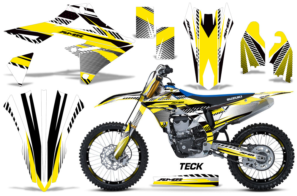 Graphics Kit Decal Sticker Wrap + # Plates For Suzuki RMZ450 2018+ TECK YELLOW-atv motorcycle utv parts accessories gear helmets jackets gloves pantsAll Terrain Depot