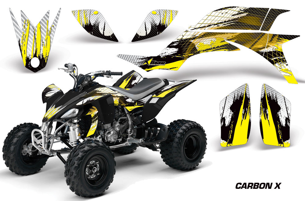 ATV Graphics Kit Quad Decal Sticker Wrap For Yamaha YFZ450 2004-2013 CARBONX YELLOW-atv motorcycle utv parts accessories gear helmets jackets gloves pantsAll Terrain Depot