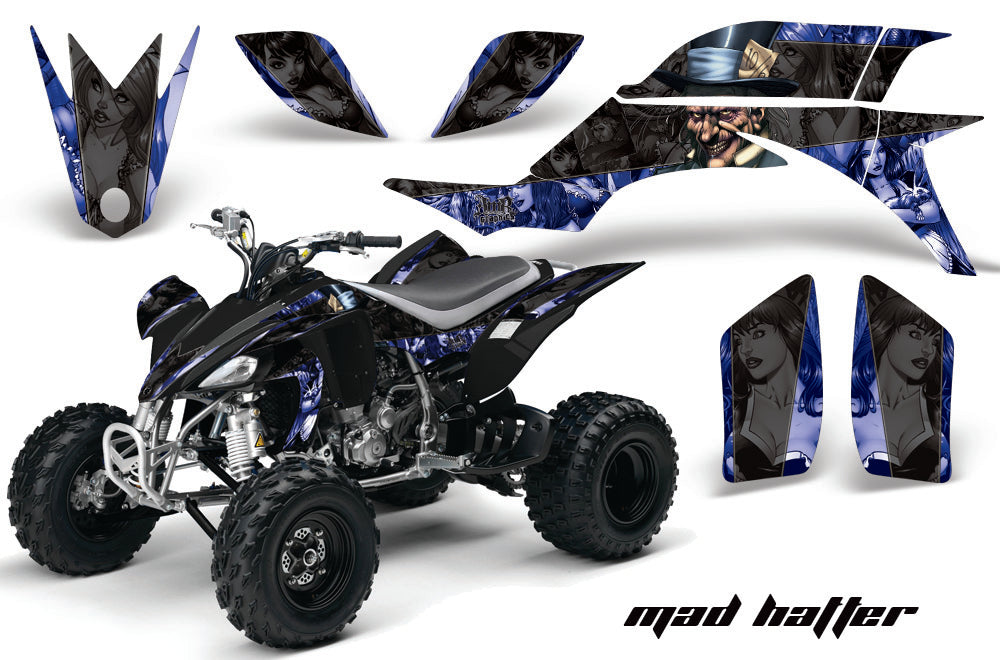 ATV Graphics Kit Quad Decal Sticker Wrap For Yamaha YFZ450 2004-2013 HATTER BLACK BLUE-atv motorcycle utv parts accessories gear helmets jackets gloves pantsAll Terrain Depot