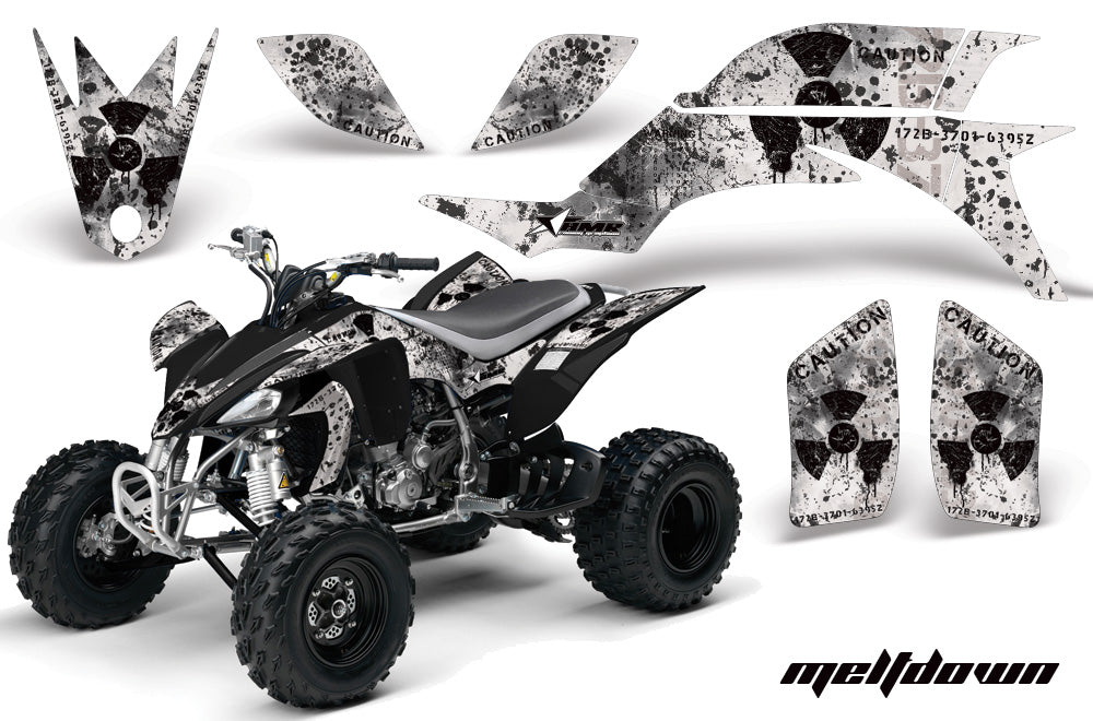 ATV Graphics Kit Quad Decal Sticker Wrap For Yamaha YFZ450 2004-2013 MELTDOWN BLACK WHITE-atv motorcycle utv parts accessories gear helmets jackets gloves pantsAll Terrain Depot