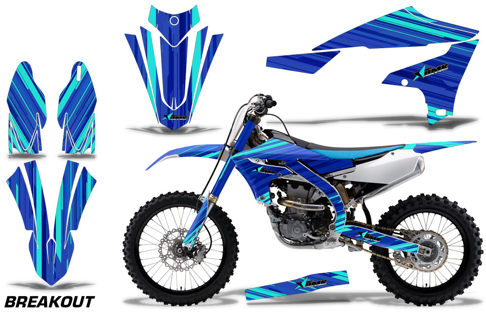 Dirt Bike Decal Graphics Kit MX Sticker Wrap For Yamaha YZ450F 2018+ BREAKOUT MINT BLUE-atv motorcycle utv parts accessories gear helmets jackets gloves pantsAll Terrain Depot