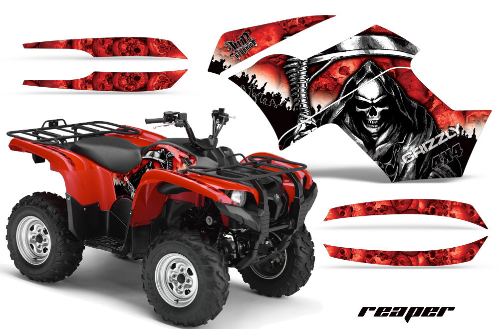 ATV Graphics Kit Quad Decal Wrap For Yamaha Grizzly 550 700 2007-2014 REAPER RED-atv motorcycle utv parts accessories gear helmets jackets gloves pantsAll Terrain Depot