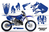 Graphics Kit Decal Sticker Wrap + # Plates For Yamaha YZ125 YZ250 2002-2014 DIAMOND FLAMES BLUE WHITE