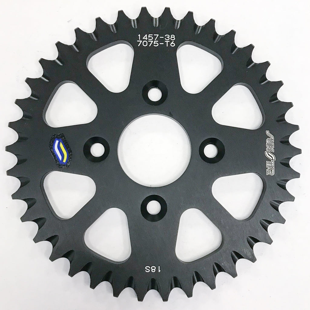 SUNSTAR REAR SPROCKET ALUMINUM BLACK 38T 5-145738BK